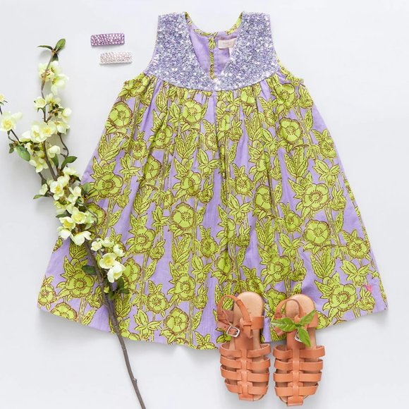 Pink Chicken - Courtney Dress - Lavender Stem Floral - Picture 2 of 5